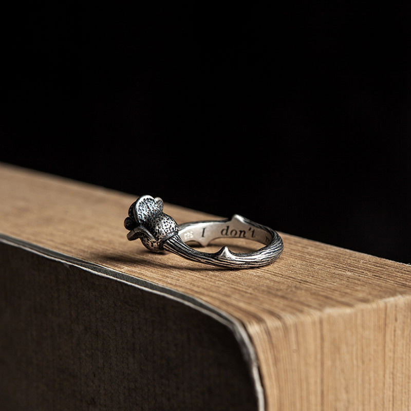 Dark Dream 925 Sterling Silver Rose Ring