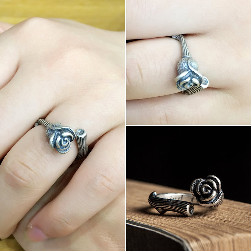 Dark Dream 925 Sterling Silver Rose Ring
