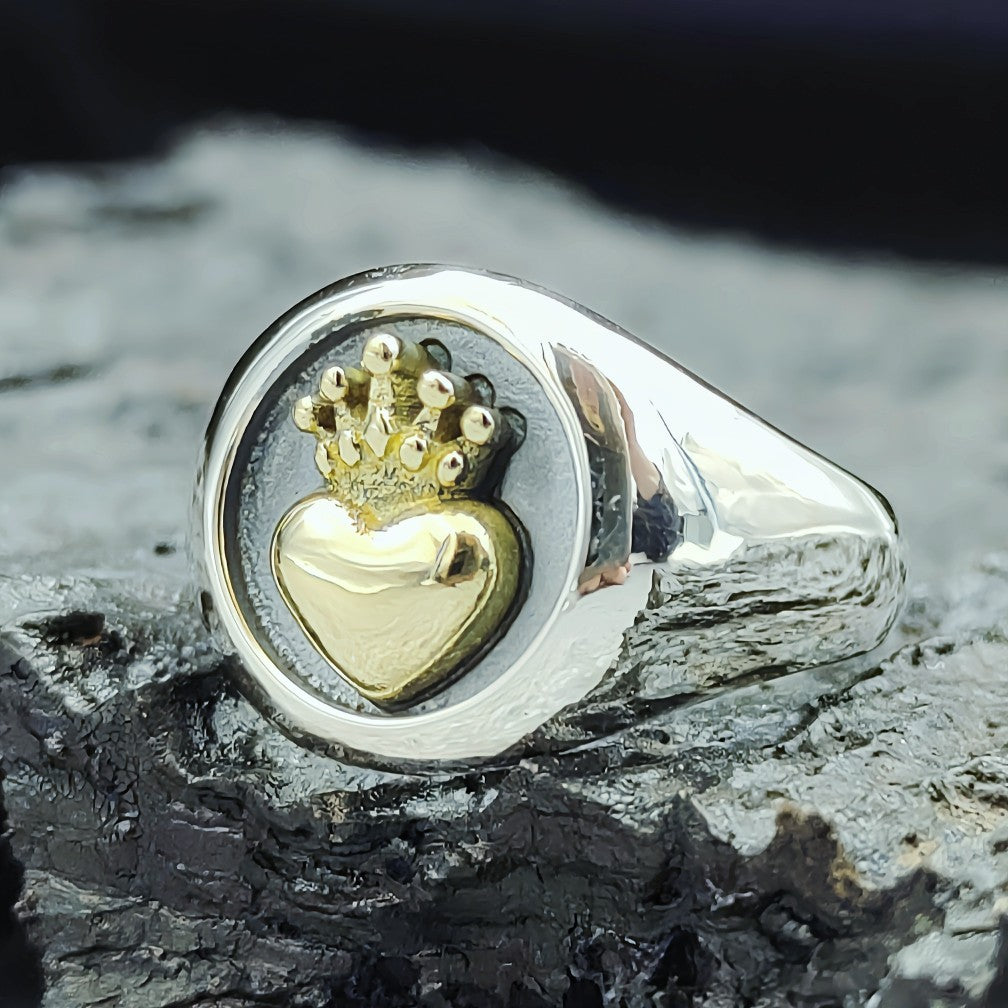 Trendy Sterling Silver Heart Crown Ring