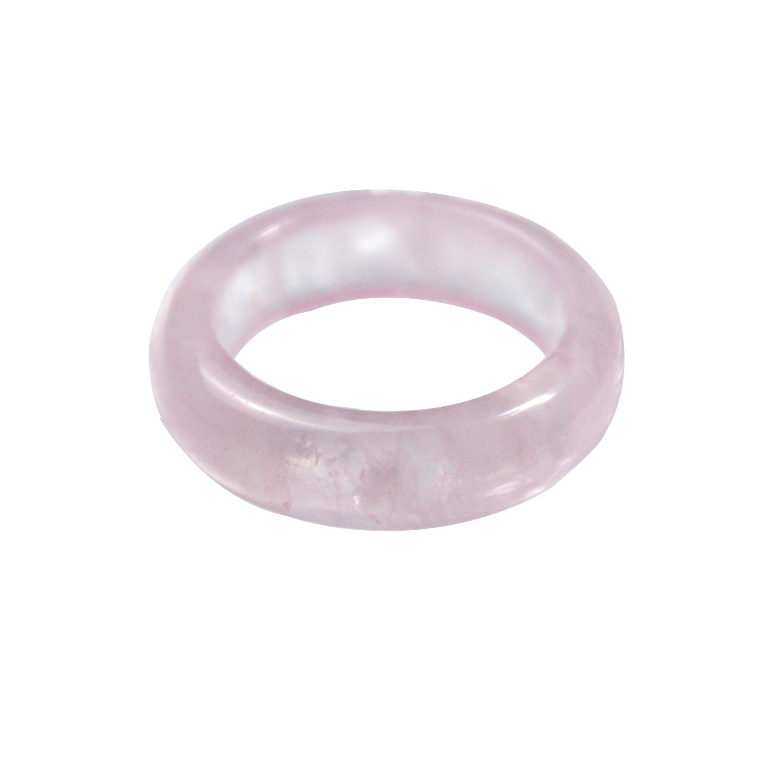 Natural Rose Quartz Band Simple Ring