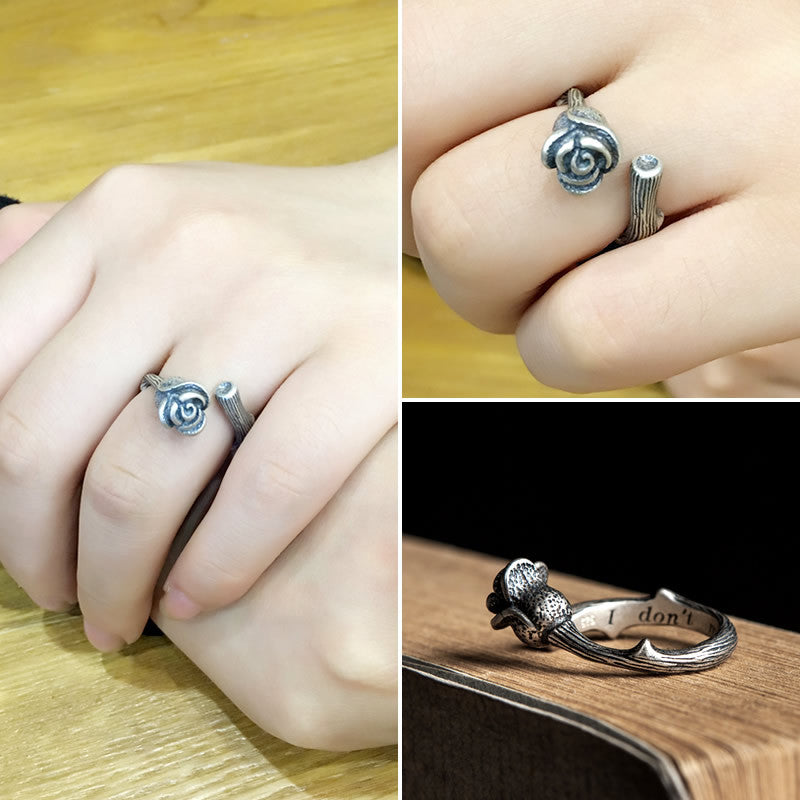 Dark Dream 925 Sterling Silver Rose Ring
