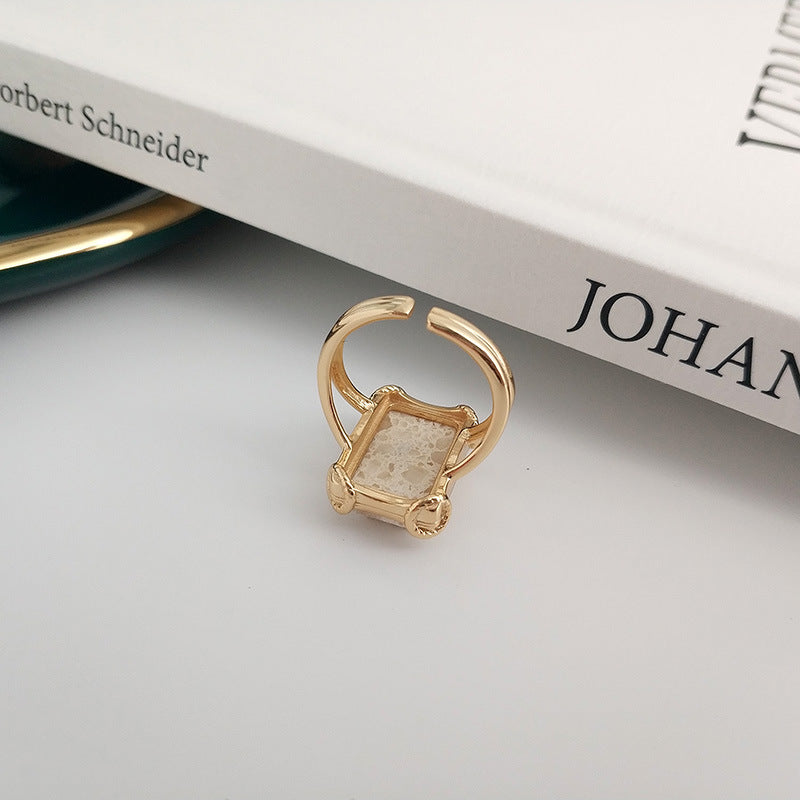 925 Silver Goldstone Statement Ring