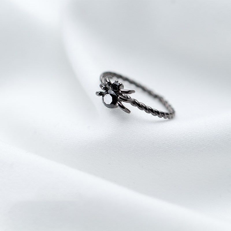 S925 Black Spider Ring