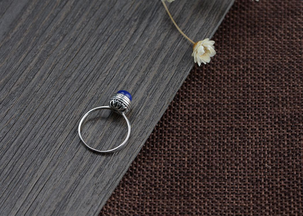 S925 Dainty Silver Lapis Lazuli Ring