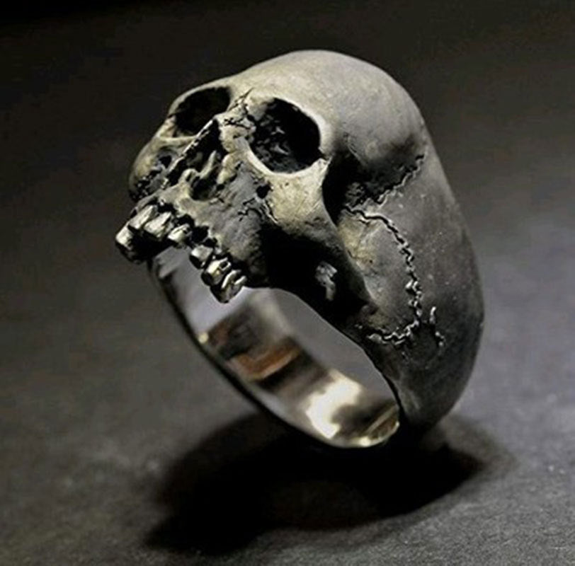 Ancient Skull Biker Ring