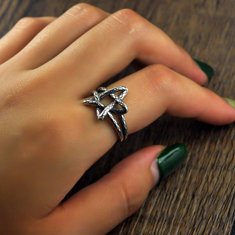 Pentagram Star Sterling Silver Ring