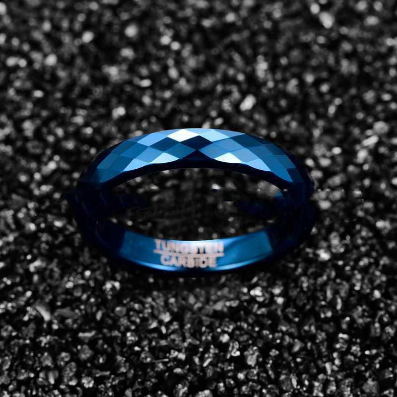 Blue Tungsten Cut Ring