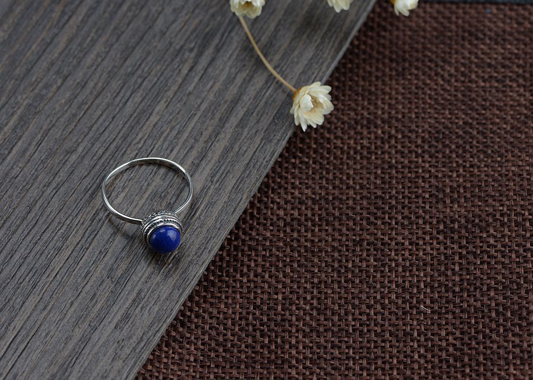 S925 Dainty Silver Lapis Lazuli Ring