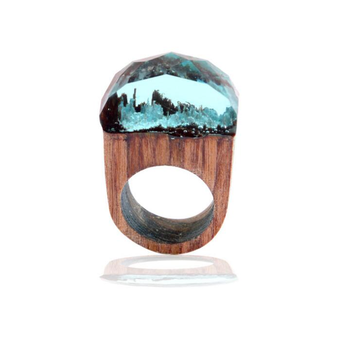 Handcrafted Wood Landscape Resin Rings