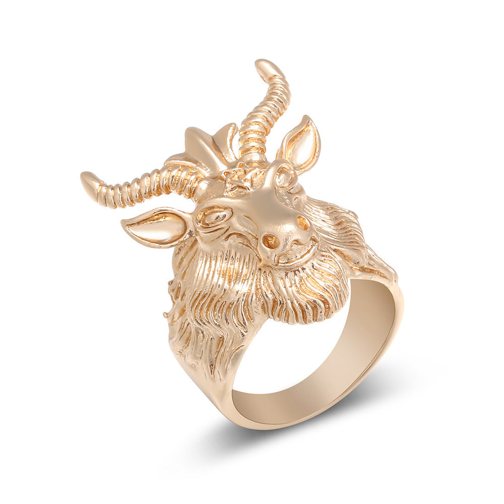 Gothic Baphomet Rams Head Ring