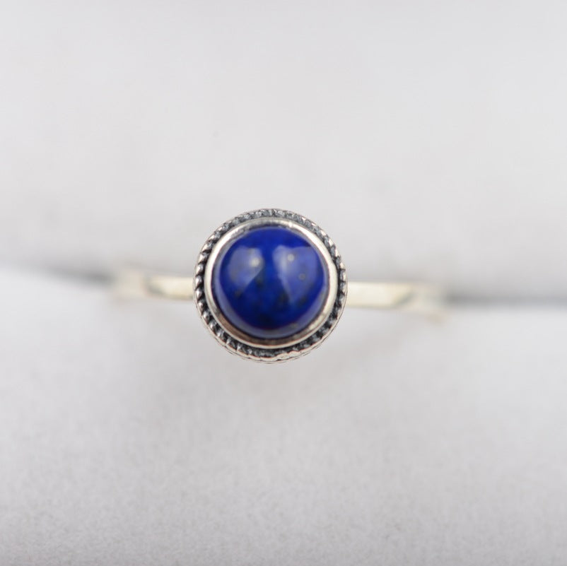 S925 Dainty Silver Lapis Lazuli Ring