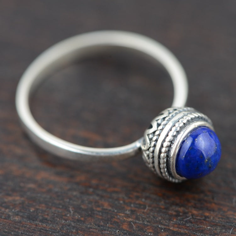 S925 Dainty Silver Lapis Lazuli Ring