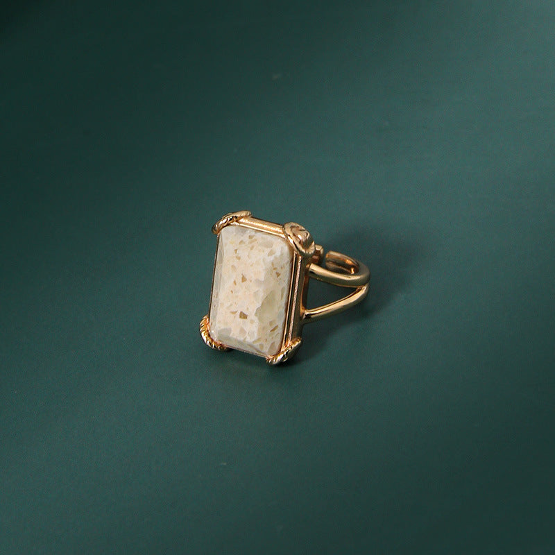 925 Silver Goldstone Statement Ring