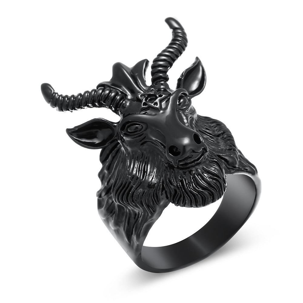 Gothic Baphomet Rams Head Ring