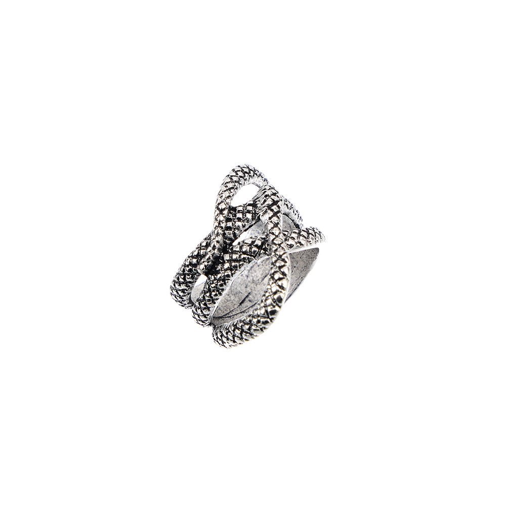 Gothic Coiling Snake Dark Silver Ring