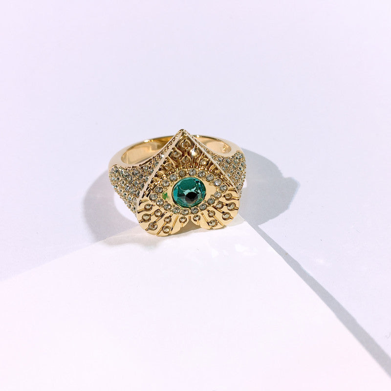 Protection Eye In Gold Heart Ring