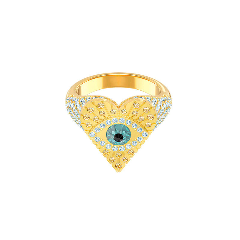 Protection Eye In Gold Heart Ring