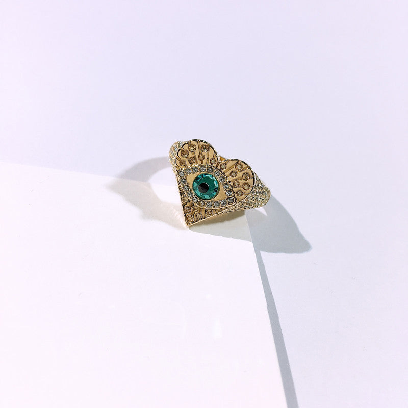 Protection Eye In Gold Heart Ring