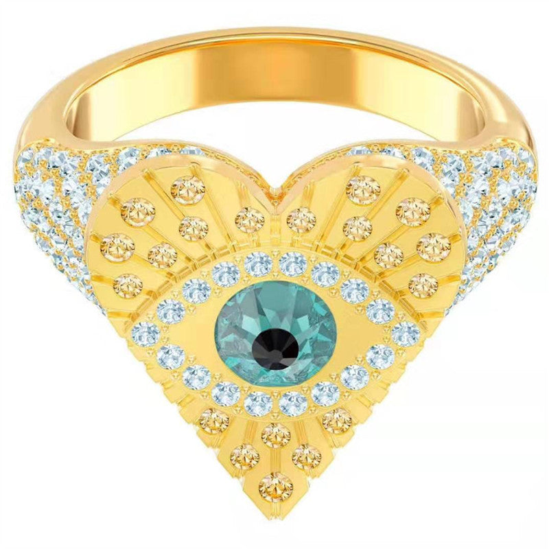 Protection Eye In Gold Heart Ring