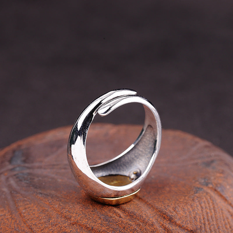 Sterling Silver Eye Of Horus Open Ring
