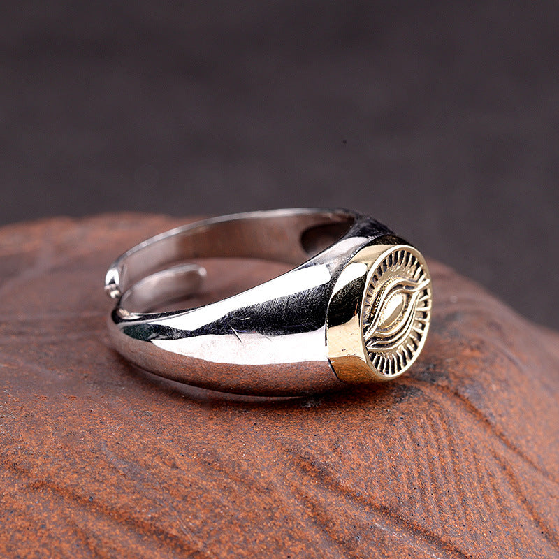 Sterling Silver Eye Of Horus Open Ring