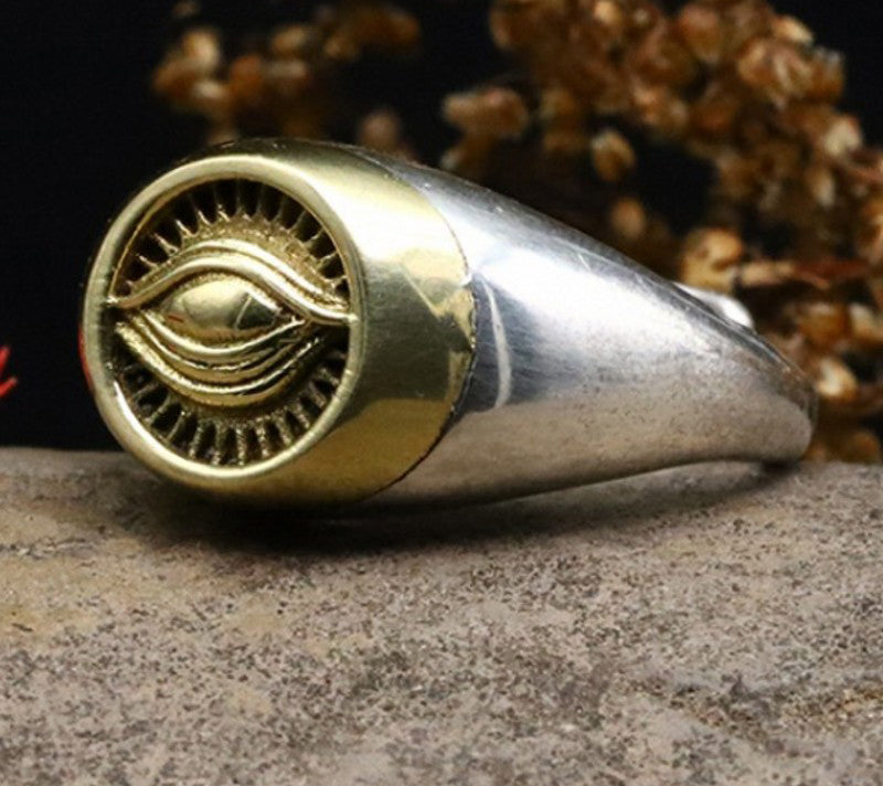 Sterling Silver Eye Of Horus Open Ring