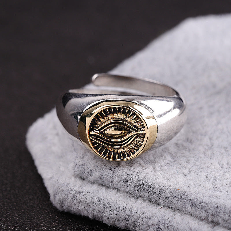 Sterling Silver Eye Of Horus Open Ring