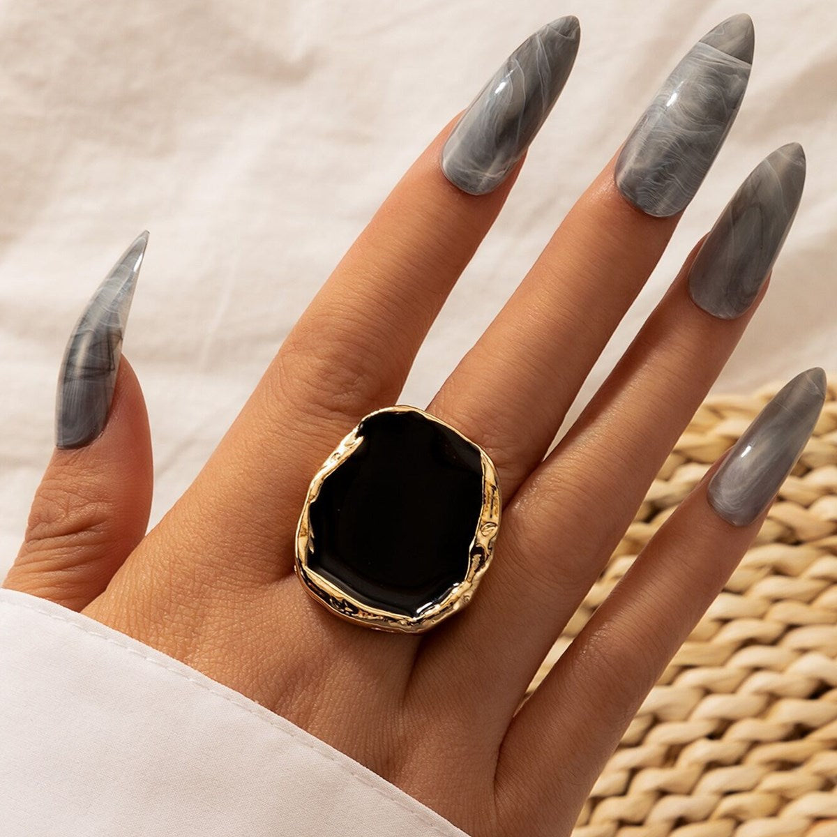 Tocona Bohemian Black Stone Statement Ring