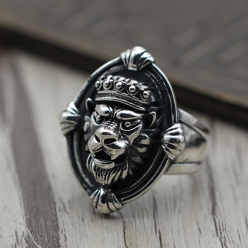Sterling Silver Lion Head Ring