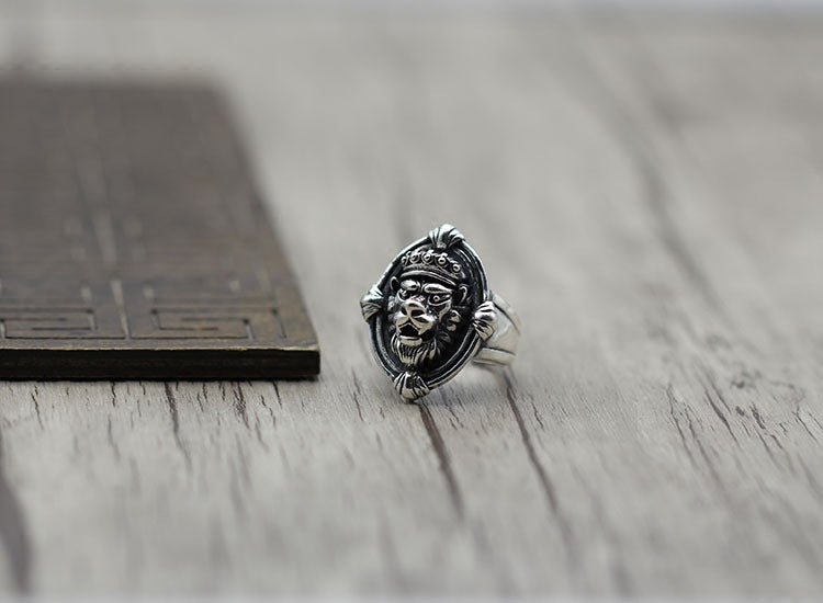 Sterling Silver Lion Head Ring