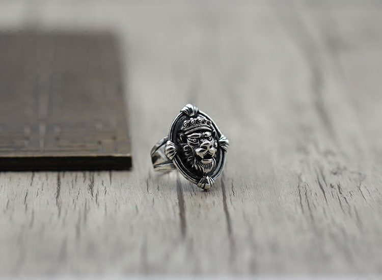 Sterling Silver Lion Head Ring