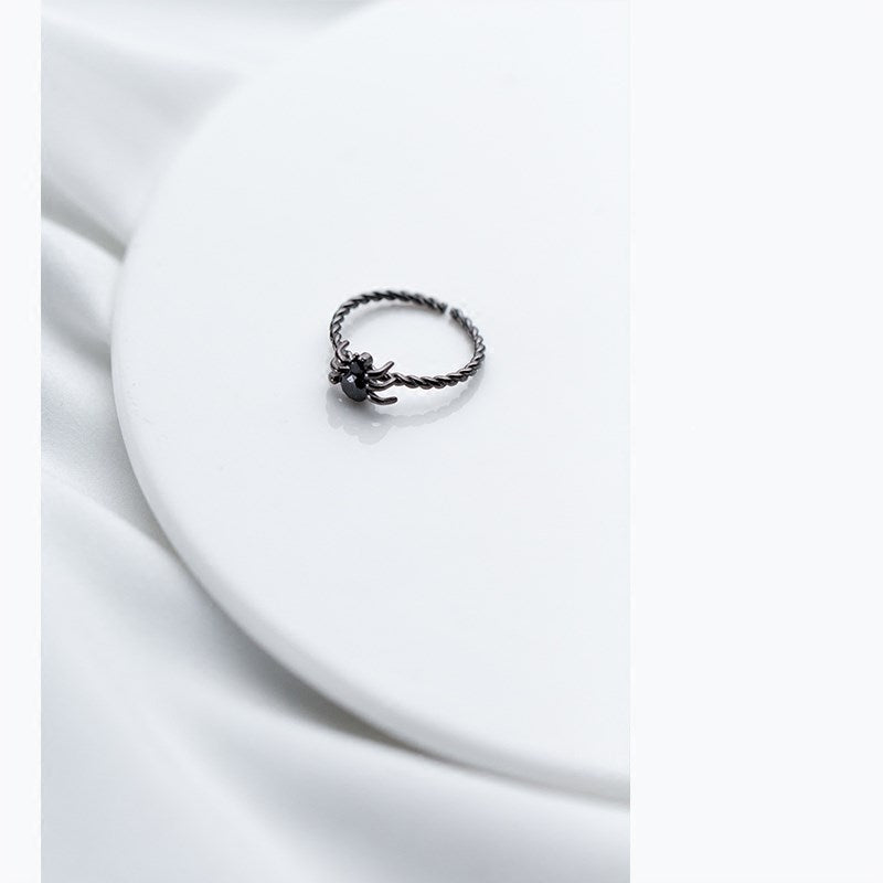 S925 Black Spider Ring