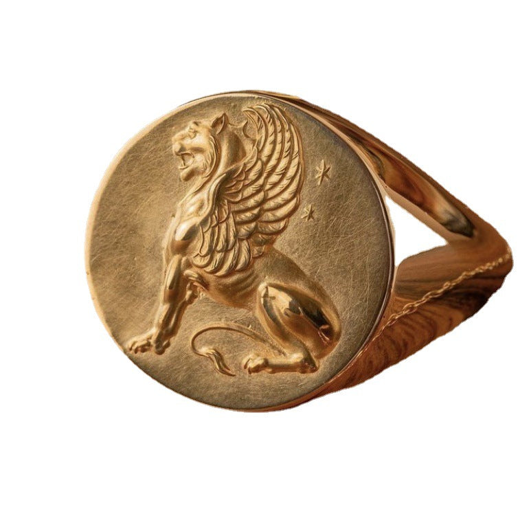 Gold Griffin Signet Ring