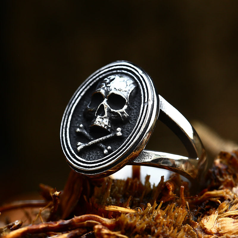 Cross Bones Stainless Steel Skull Ring