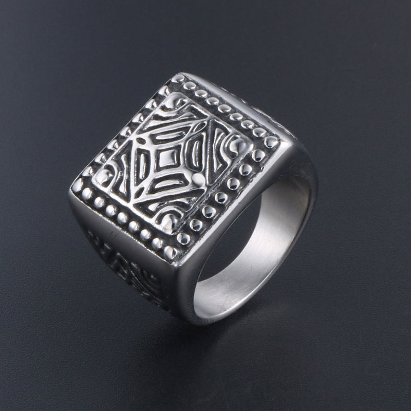 Men's Trendy Square Geometric Pattern Ring