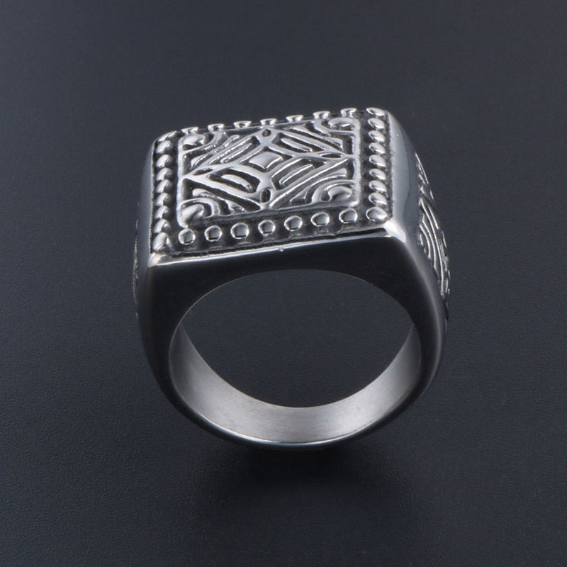 Men's Trendy Square Geometric Pattern Ring