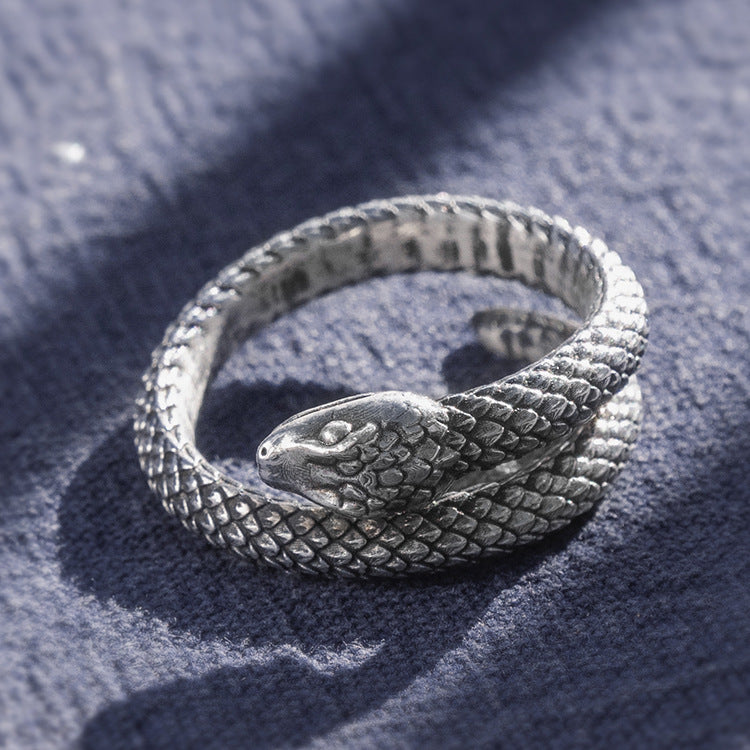 Sterling Silver Distressed Snake Ring