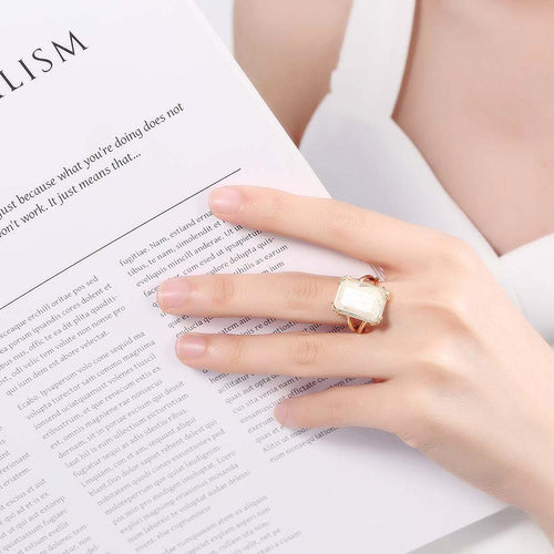 925 Silver Goldstone Statement Ring