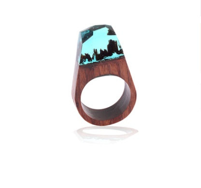 Handcrafted Wood Landscape Resin Rings