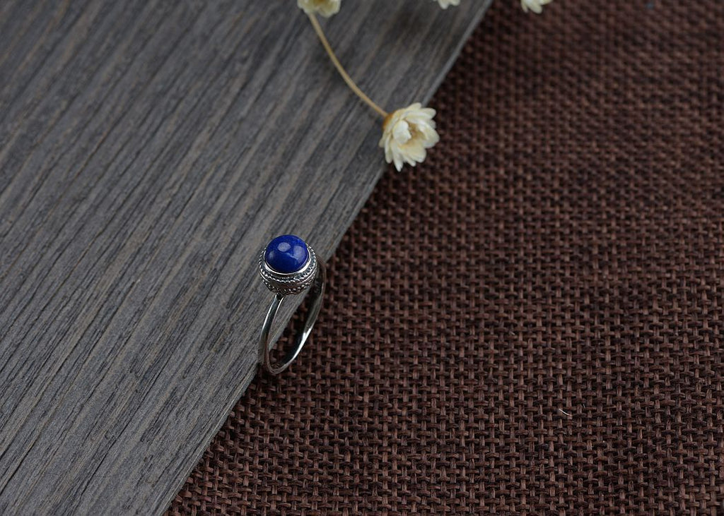 S925 Dainty Silver Lapis Lazuli Ring