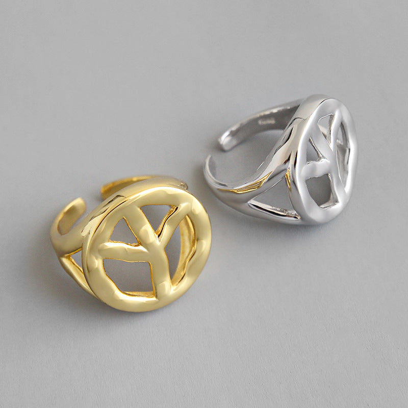 S925 silver peace sign ring