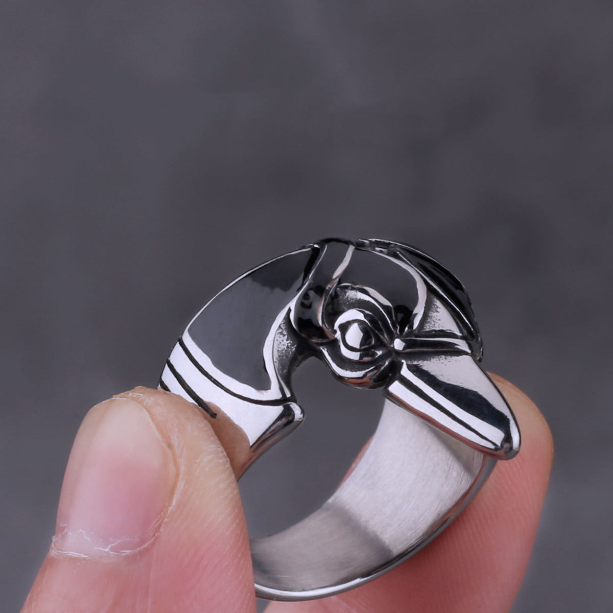 Steel Viking Crow Ring