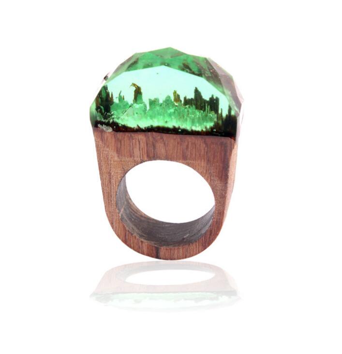 Handcrafted Wood Landscape Resin Rings