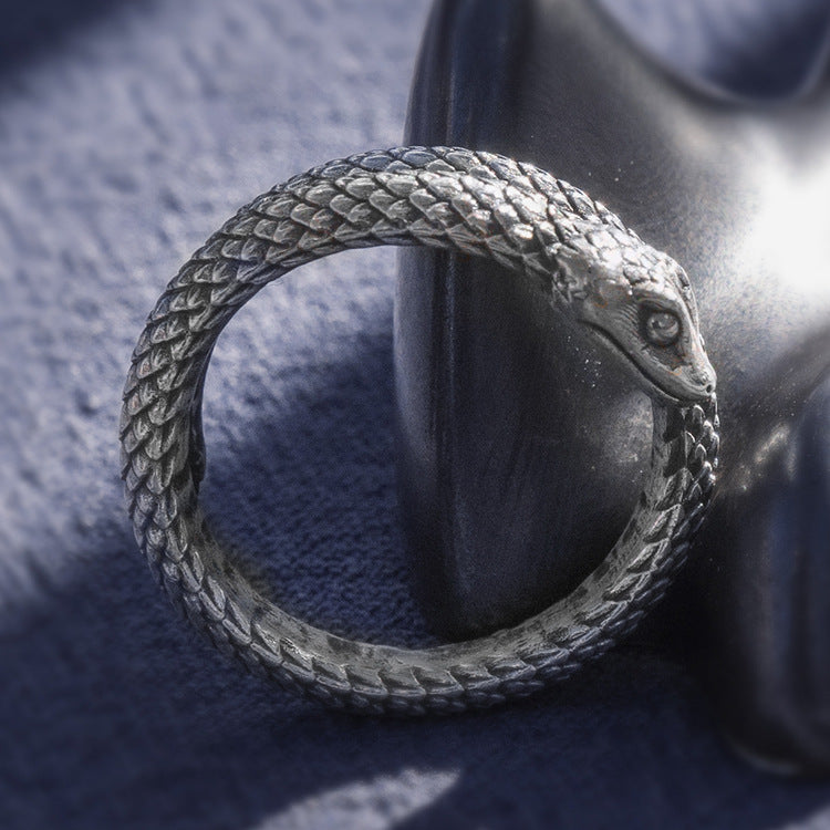 Sterling Silver Distressed Snake Ring