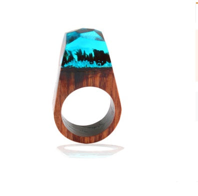 Handcrafted Wood Landscape Resin Rings