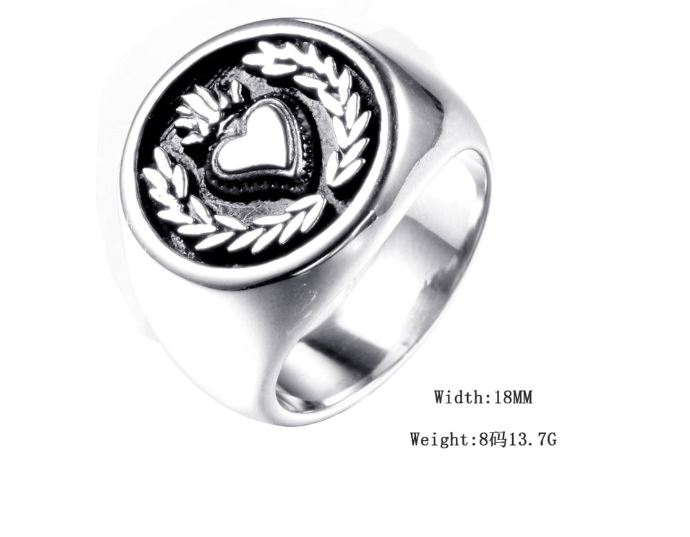 Steel Heart Signet Ring