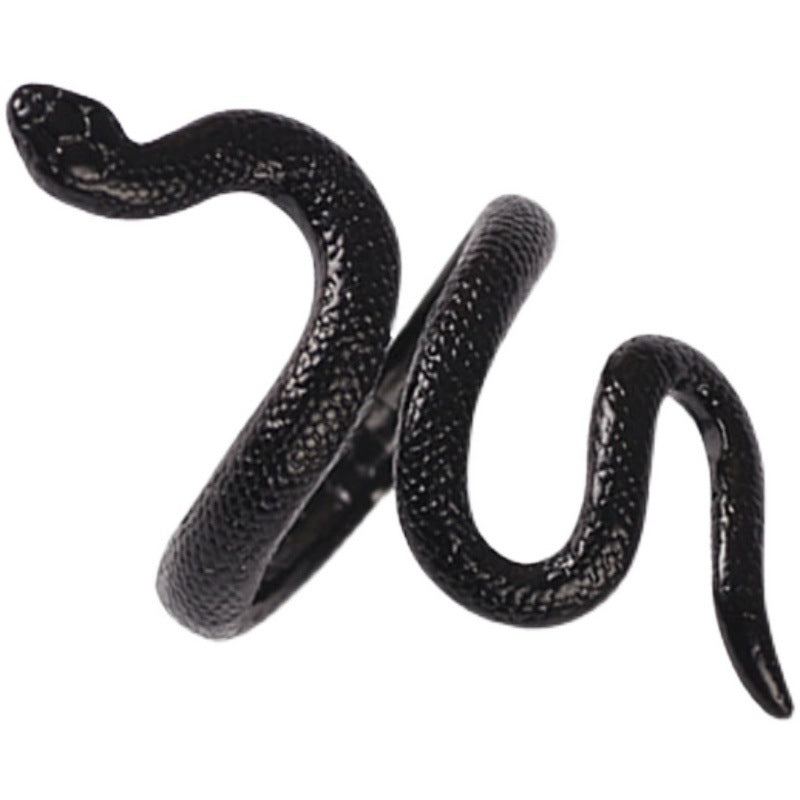 Dark Black Metal Long Snake Ring