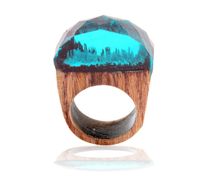 Handcrafted Wood Landscape Resin Rings