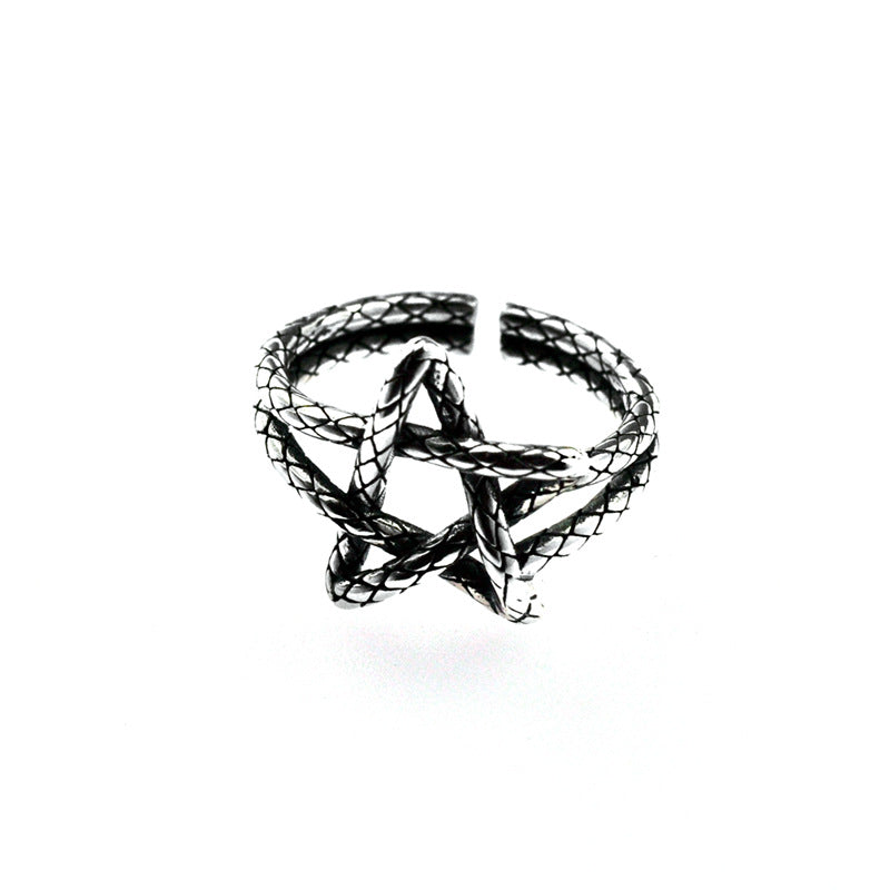 Pentagram Star Sterling Silver Ring