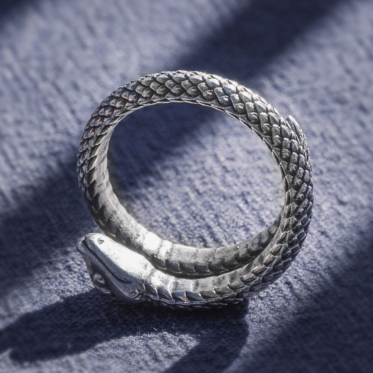 Sterling Silver Distressed Snake Ring